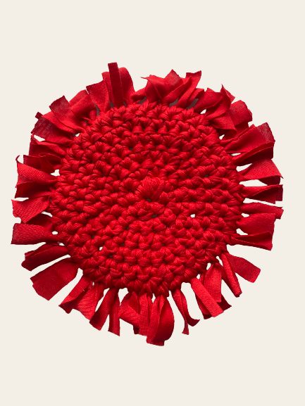 Red Crochet Coaster